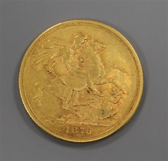 A Victoria 1876 gold full sovereign.